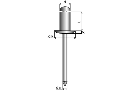 Blindnagler åpne Essve 4,0x8 mm aluminium/stål panhode - 625 stk