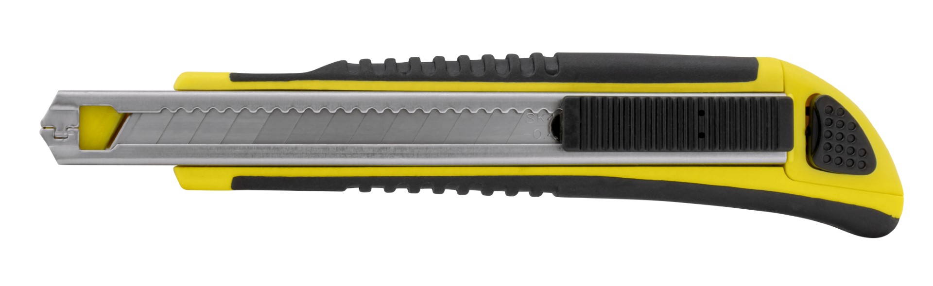 Kniv med Non-Slip gummihåndtak, 9 mm knivblad, Automatisk lås og magasin 2 ekstra knivblader 410002