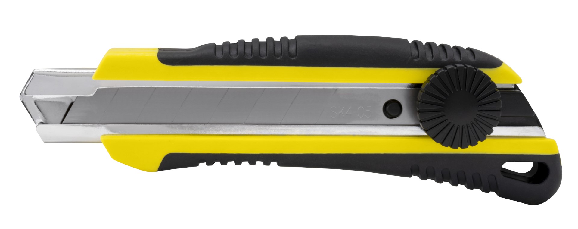 Kniv med Non-Slip Gummigrep, 18 mm Knivblad, Skrulås og Magasin 2 Ekstra Knivblader 410003