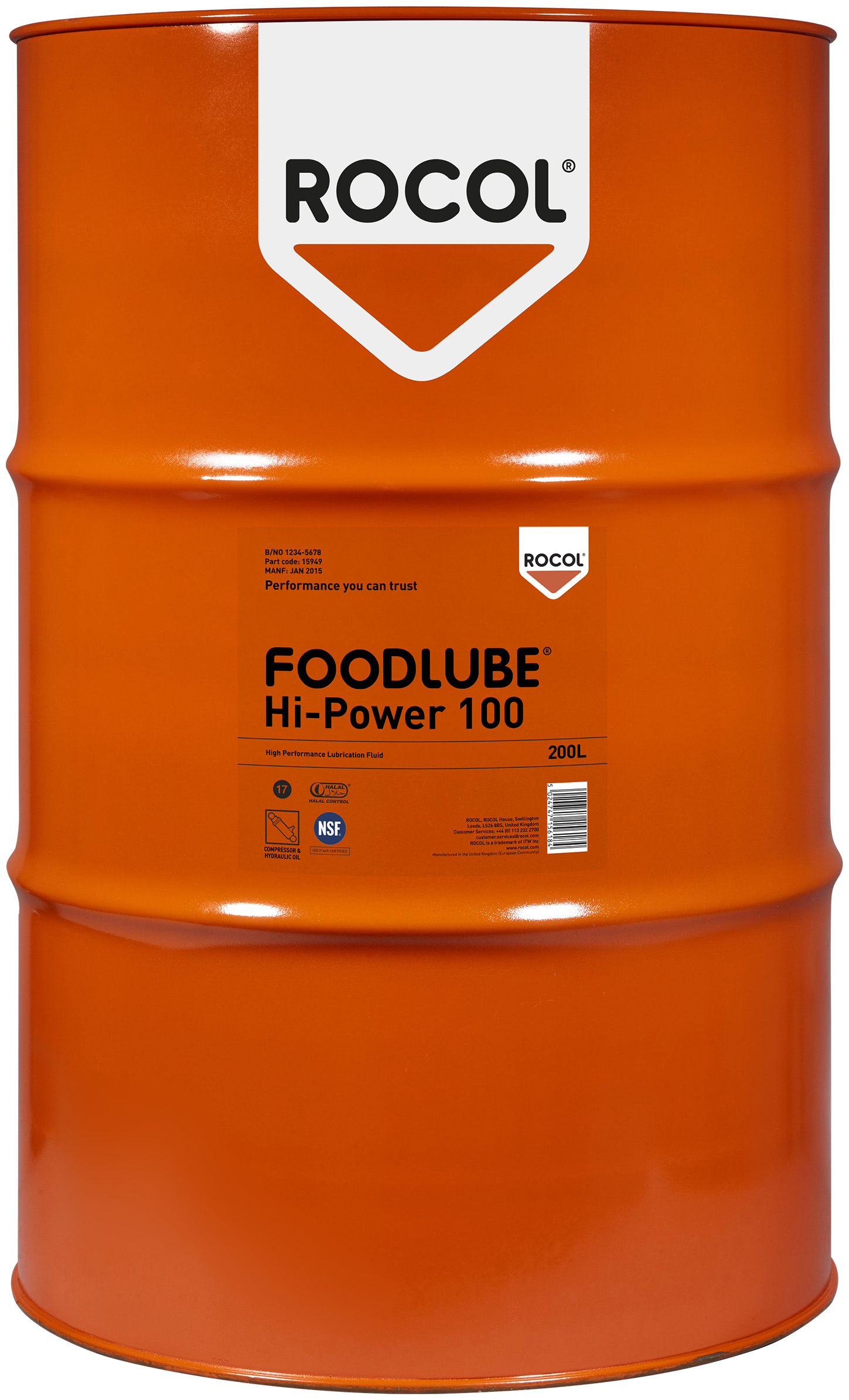 Bilde av Foodlube Hi-power 100 Fuldsynt. Hydraulikolie 200l